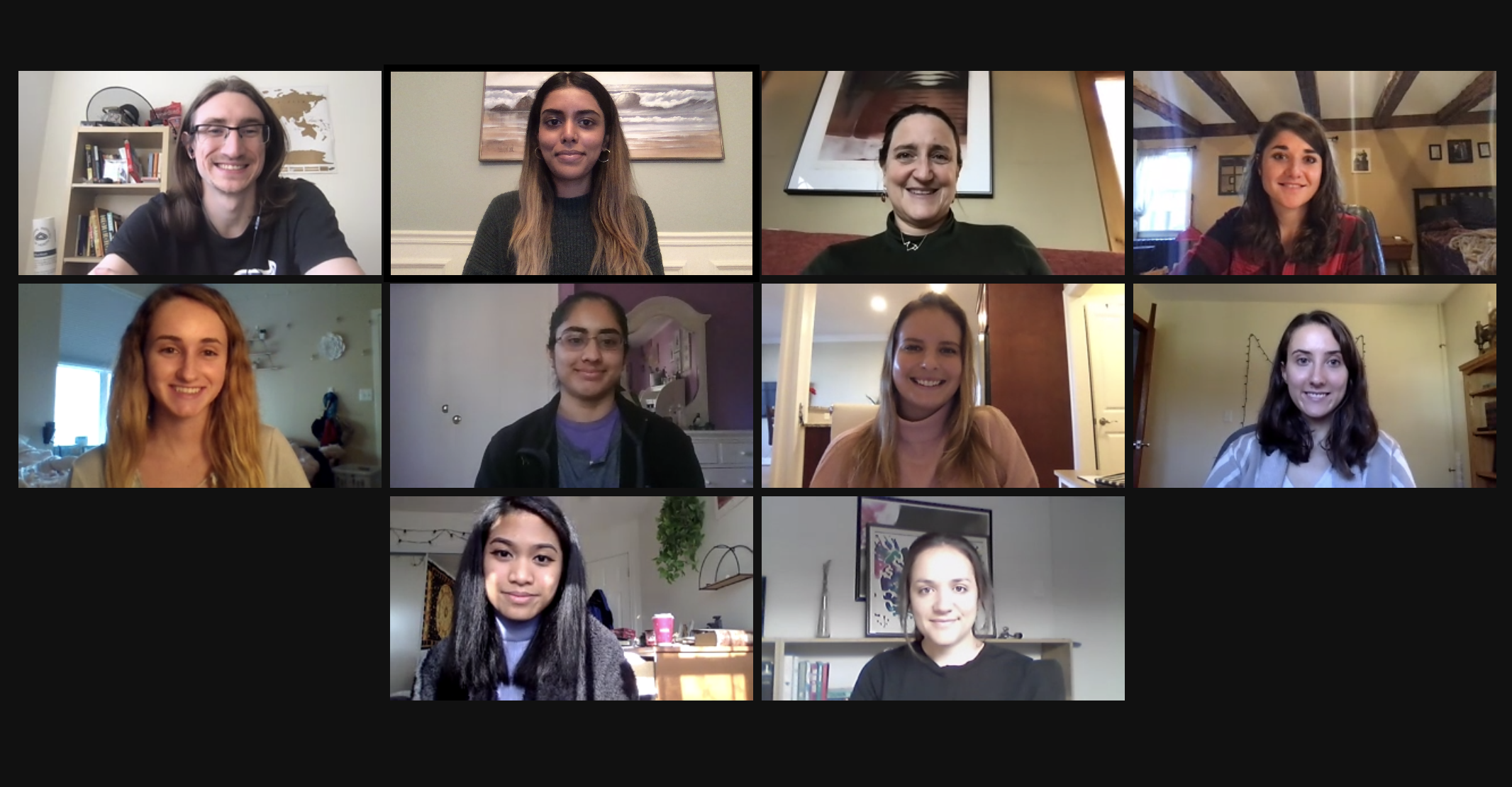 Screen shot of a video call with 10 people